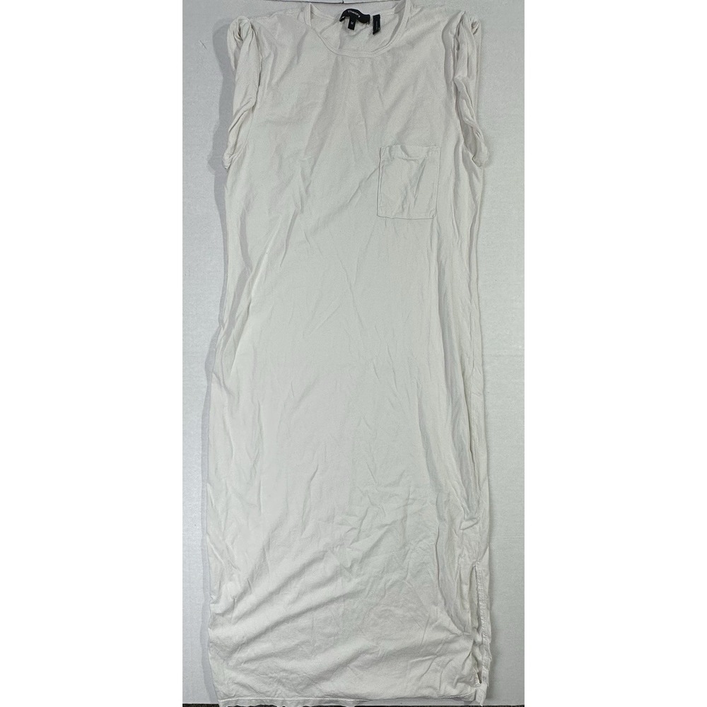 Theory Muscle P Relaxed Tee Dress White Pima Cotton Midi Size M Made in Peru